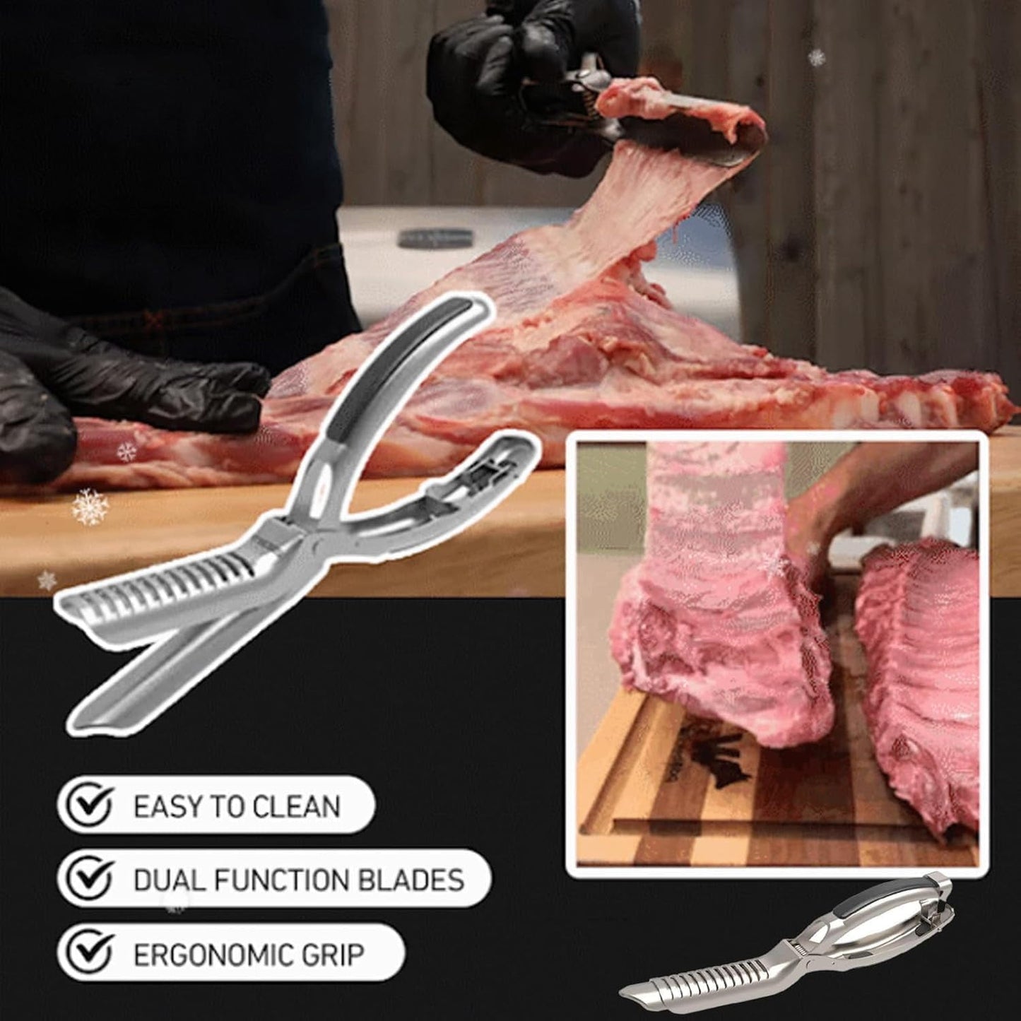 🔪 Rib Prep Tool – Stainless Steel Meat Trimmer for BBQ, Smoking & Grilling