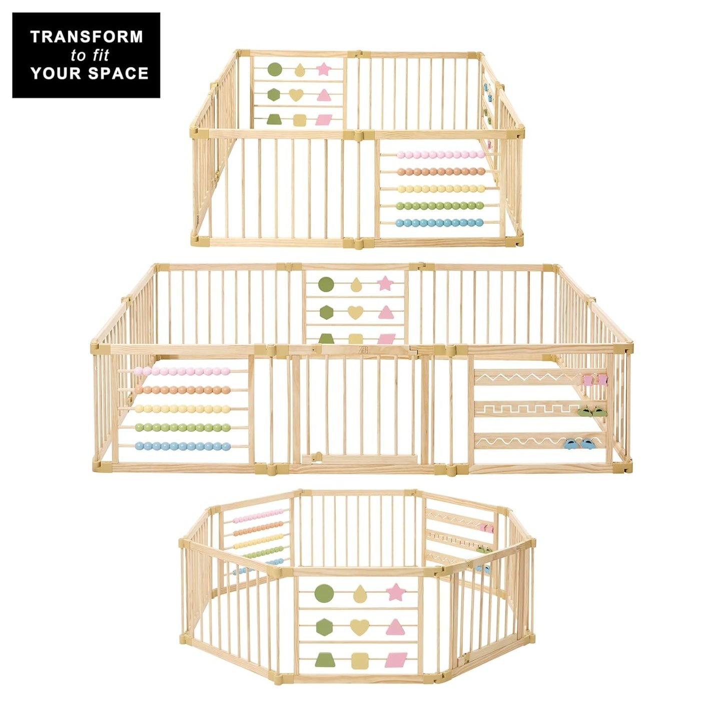 Wooden Playpen - Extra Large Foldable Play Yard 🌳👶