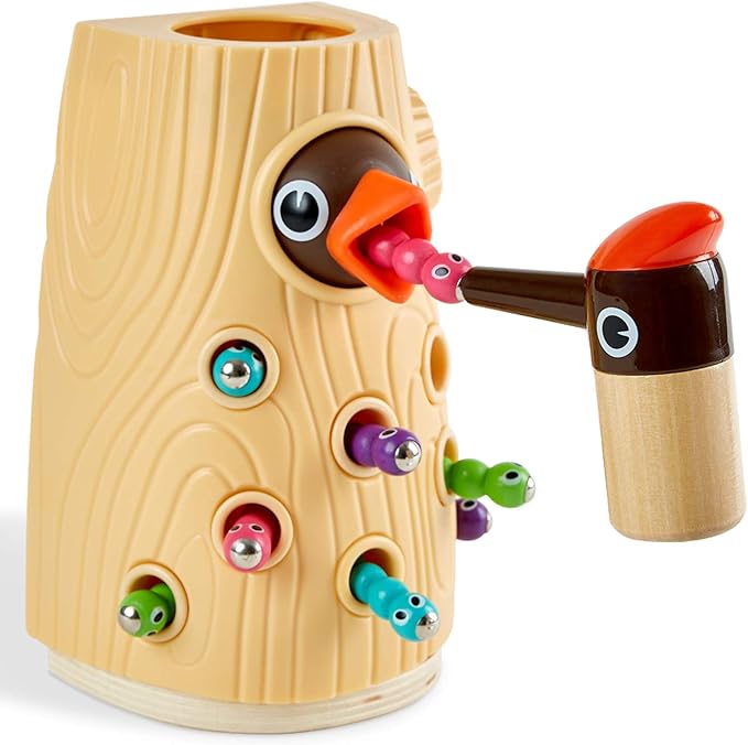 Woodpecker Worm Toy,Magnetic Bird Feeding Game