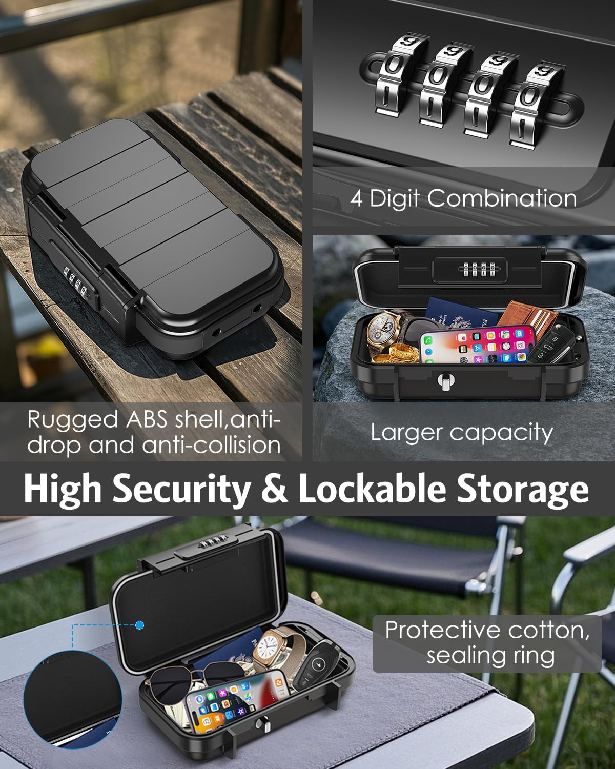Mini Portable Security Safe – Waterproof Lock Box with Combination Code