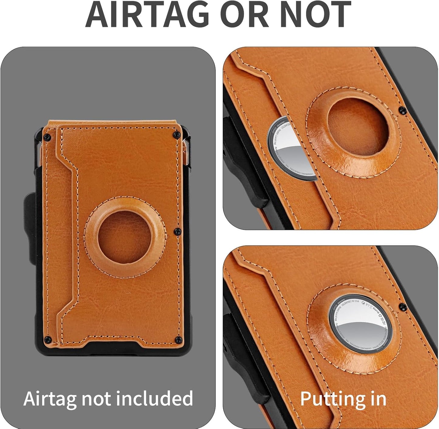 Minimalist RFID Blocking Wallet丨Slim Pop-Up Aluminum Card Holder丨Leather Bifold with Money Clip丨Gift Box for Men
