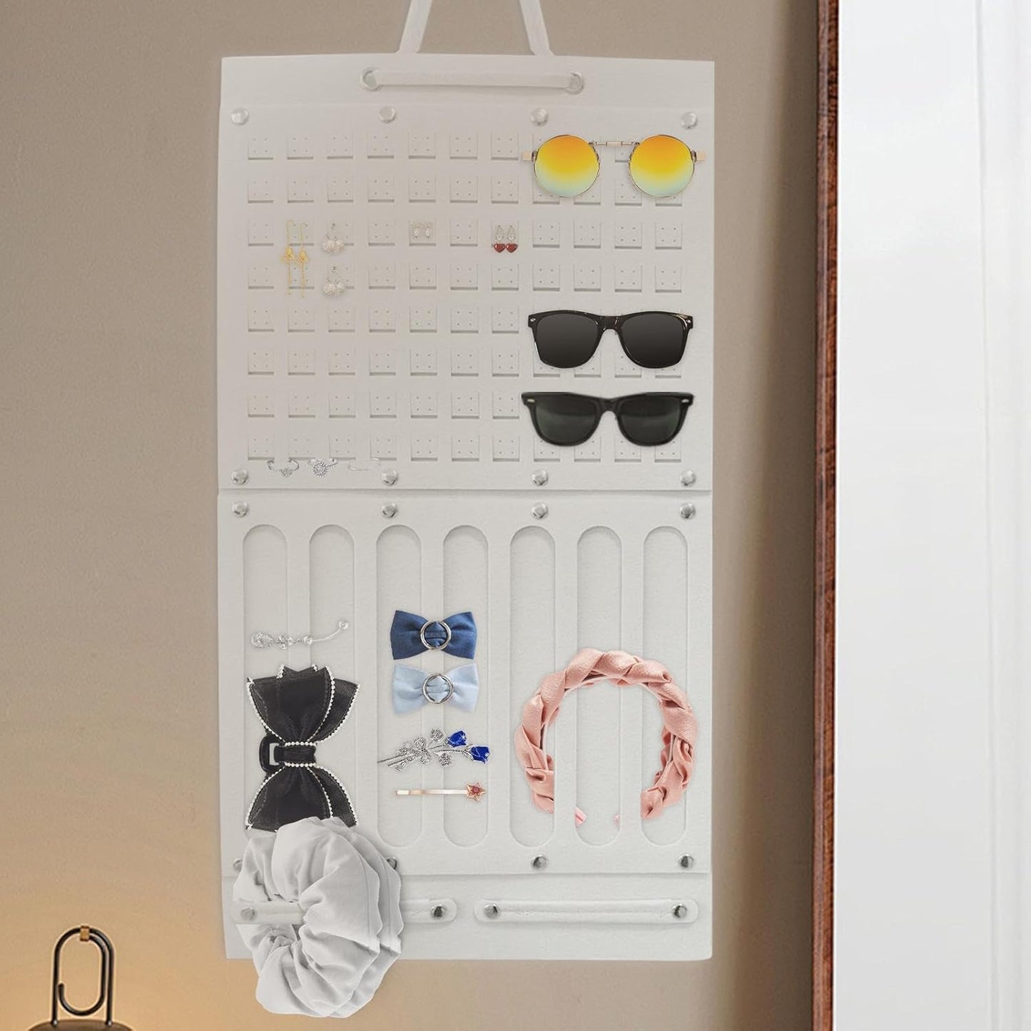 Hair Accessories Organizer – Wall-Mounted Felt Storage Box for Headbands Two-piece set