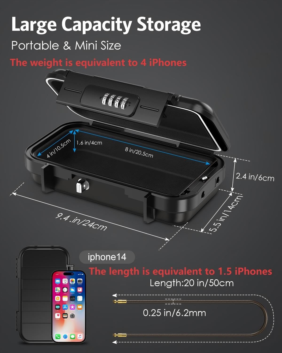 Mini Portable Security Safe – Waterproof Lock Box with Combination Code