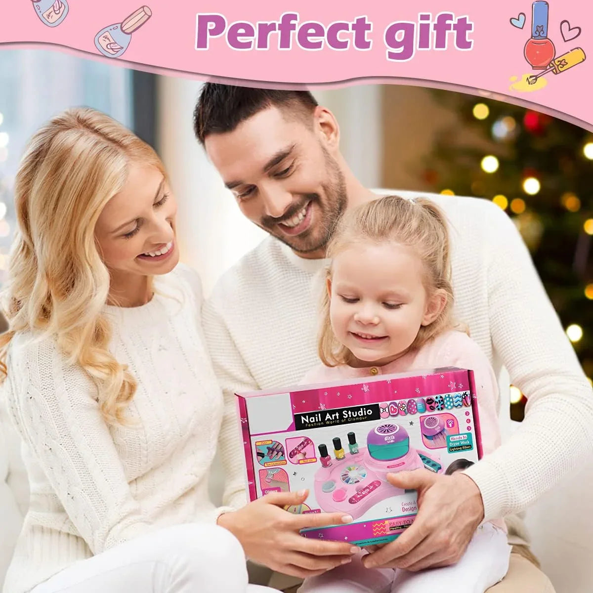 Kids Nail Polish Play Set – Manicure Salon Gift Box for Girls Ages 6-12