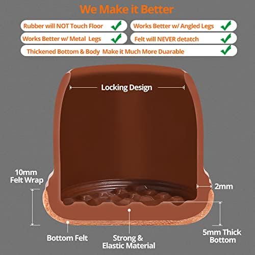Chair Leg Floor Protectors with Wrapped Fel