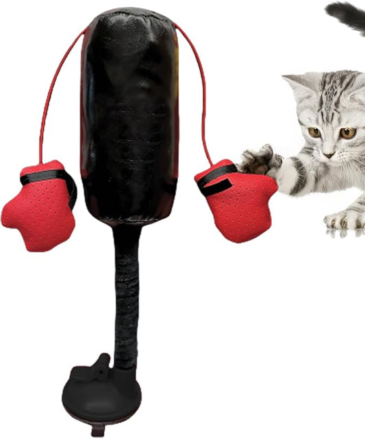 Interactive Cat Toy – Multifunctional Indoor Pet Exercise Punching Bag | Creative Boxing Design with Gloves