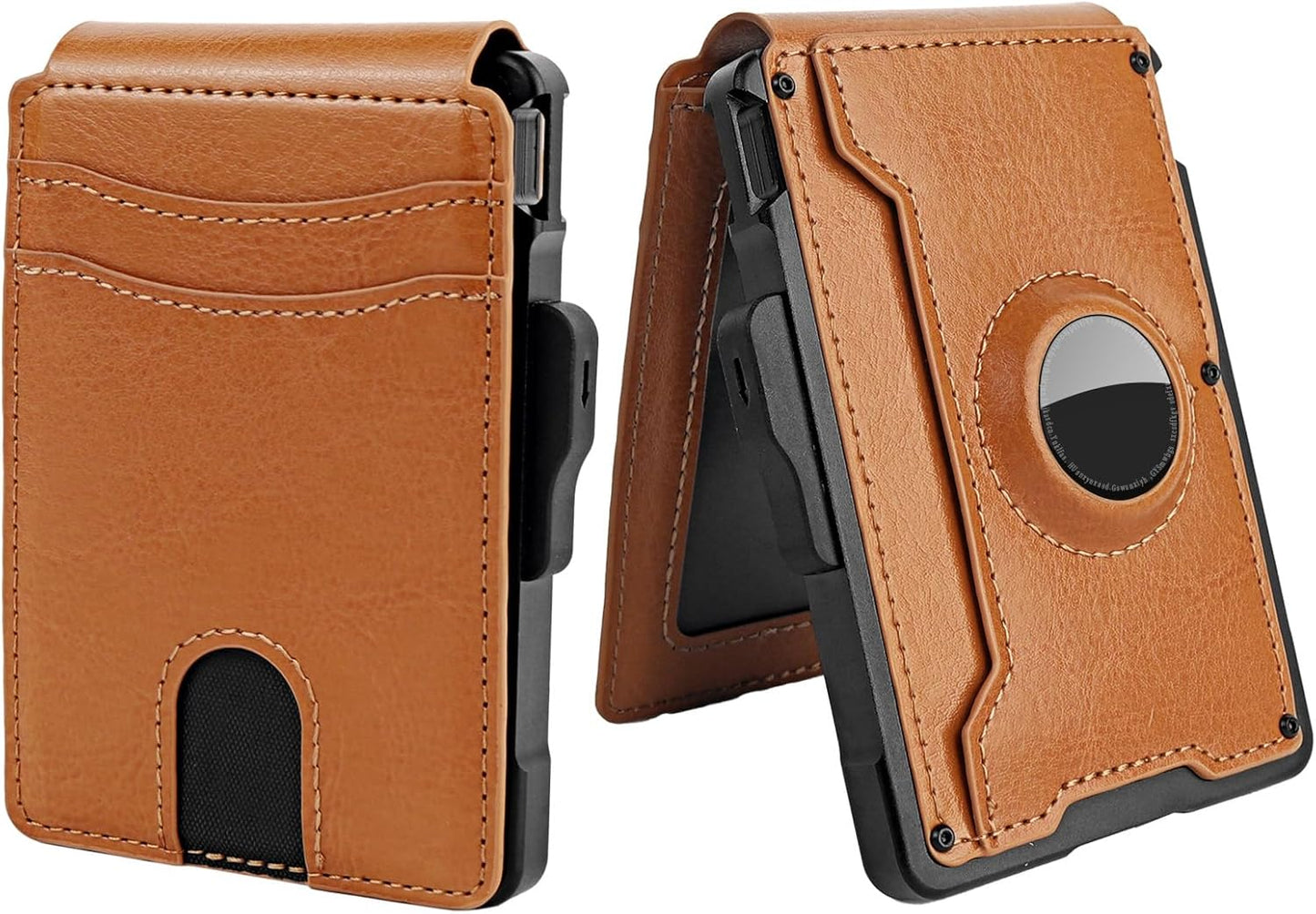 Minimalist RFID Blocking Wallet丨Slim Pop-Up Aluminum Card Holder丨Leather Bifold with Money Clip丨Gift Box for Men