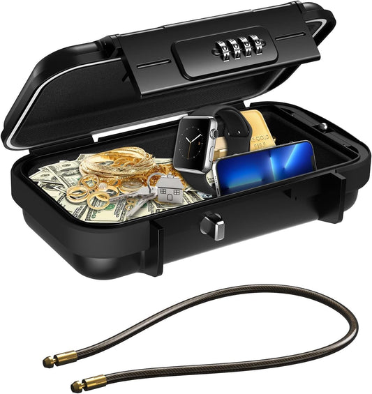 Mini Portable Security Safe – Waterproof Lock Box with Combination Code