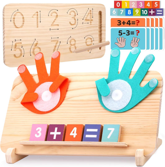 Montessori Learning Toy – Finger Counting & Number Tracing Board with Color Blocks
