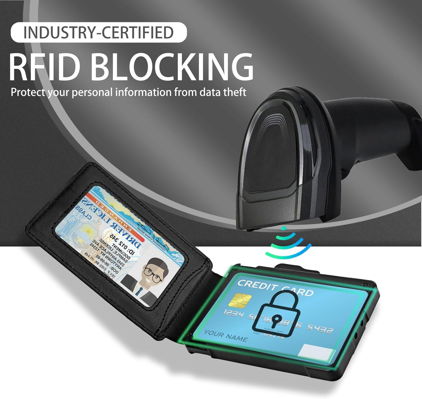 Minimalist RFID Blocking Wallet丨Slim Pop-Up Aluminum Card Holder丨Leather Bifold with Money Clip丨Gift Box for Men