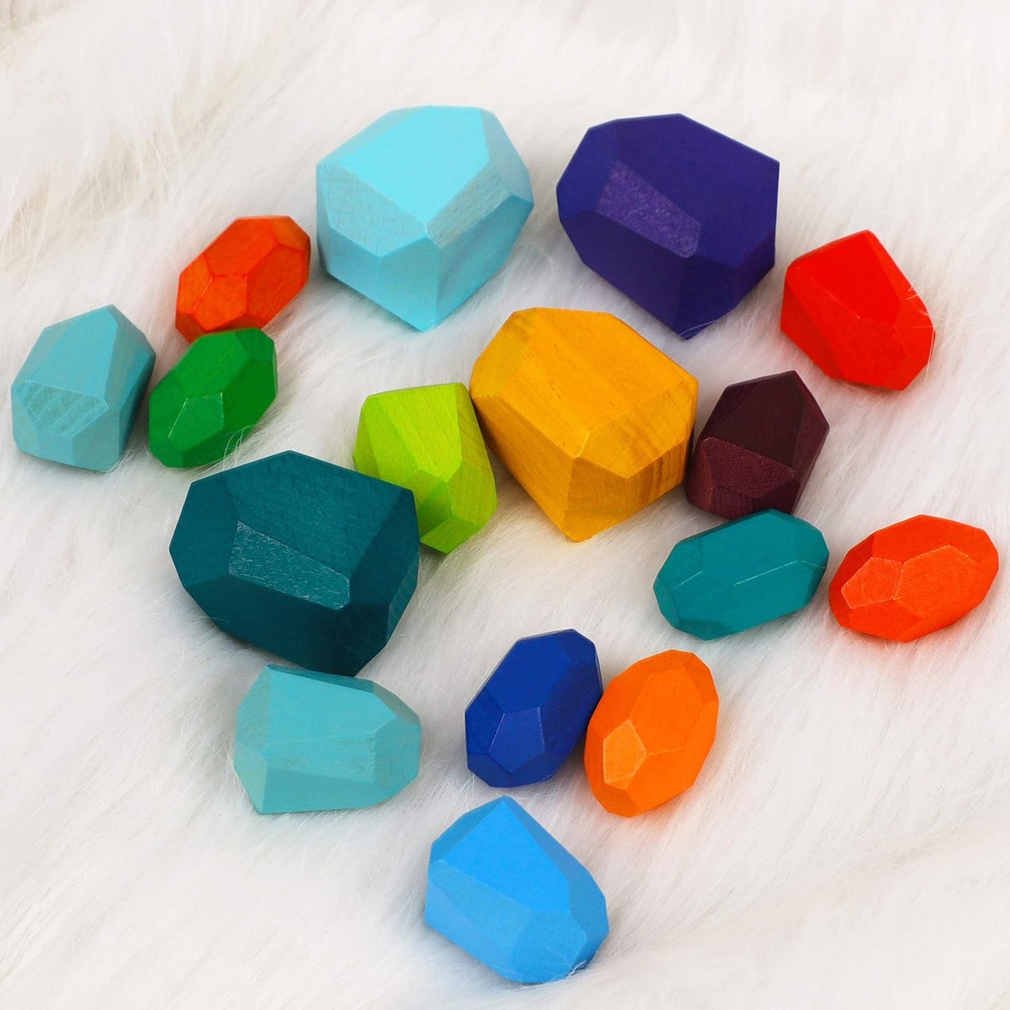 Wooden Stacking Stones Building Blocks – Colorful Balancing Rock Toys for Preschool Kids