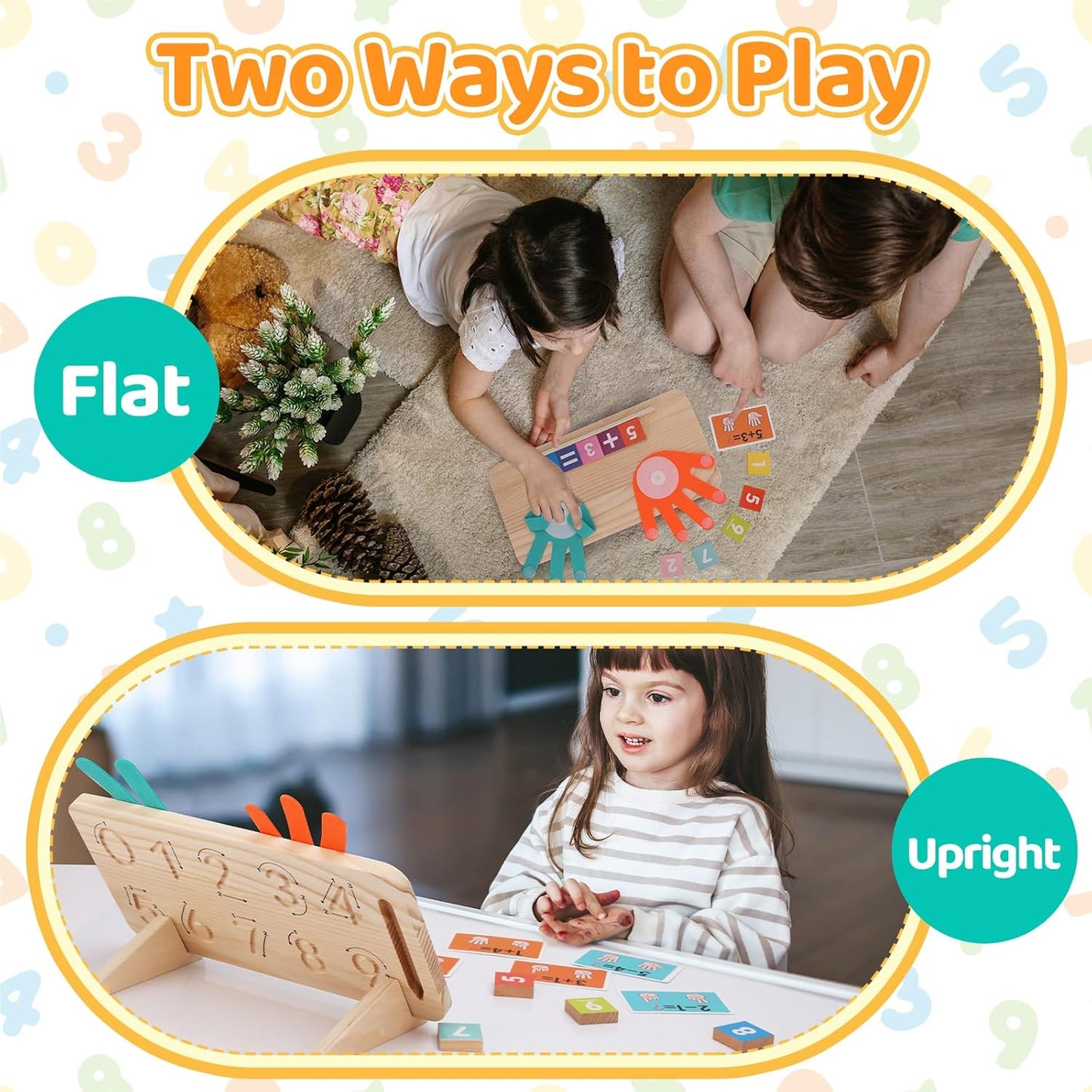 Montessori Learning Toy – Finger Counting & Number Tracing Board with Color Blocks