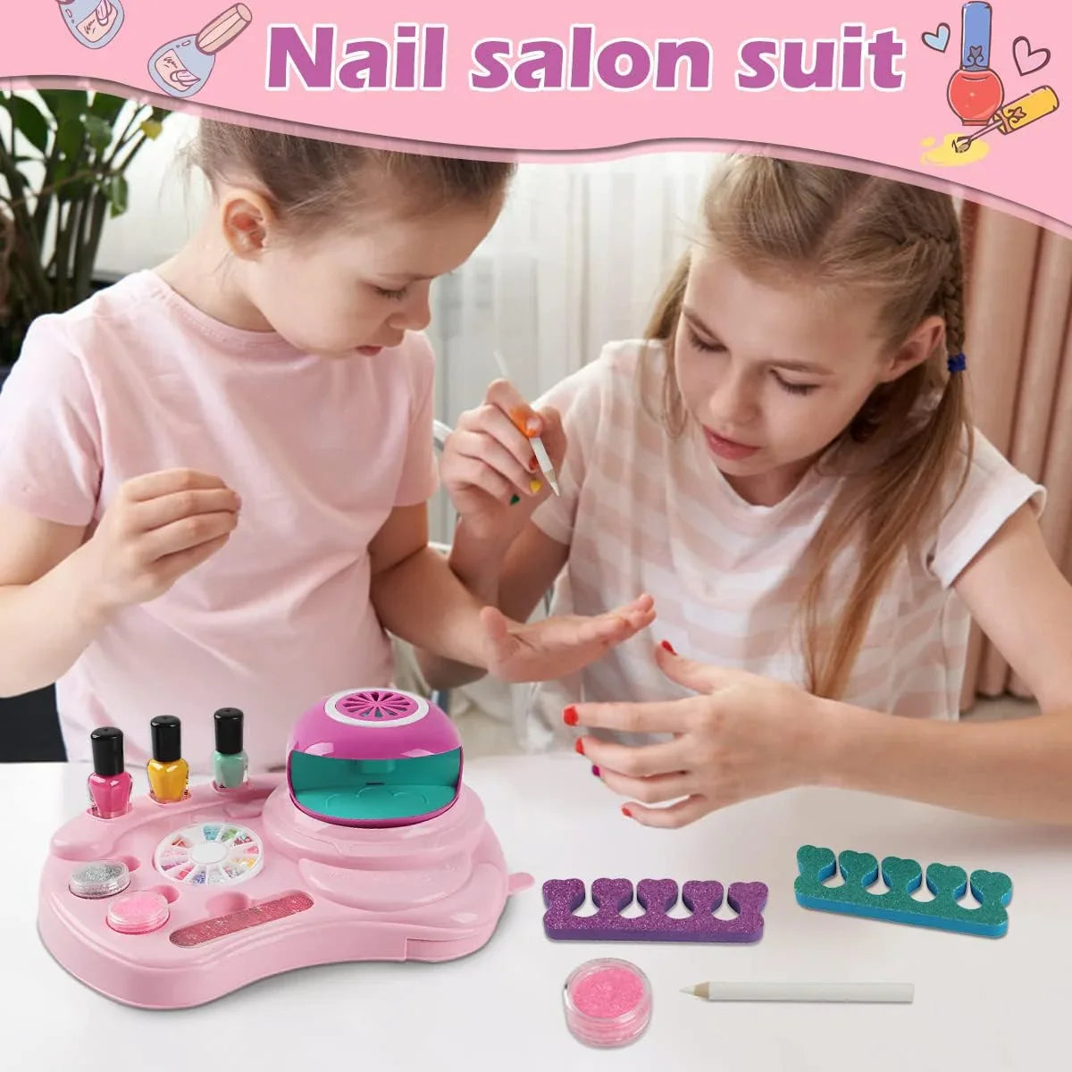 Kids Nail Polish Play Set – Manicure Salon Gift Box for Girls Ages 6-12