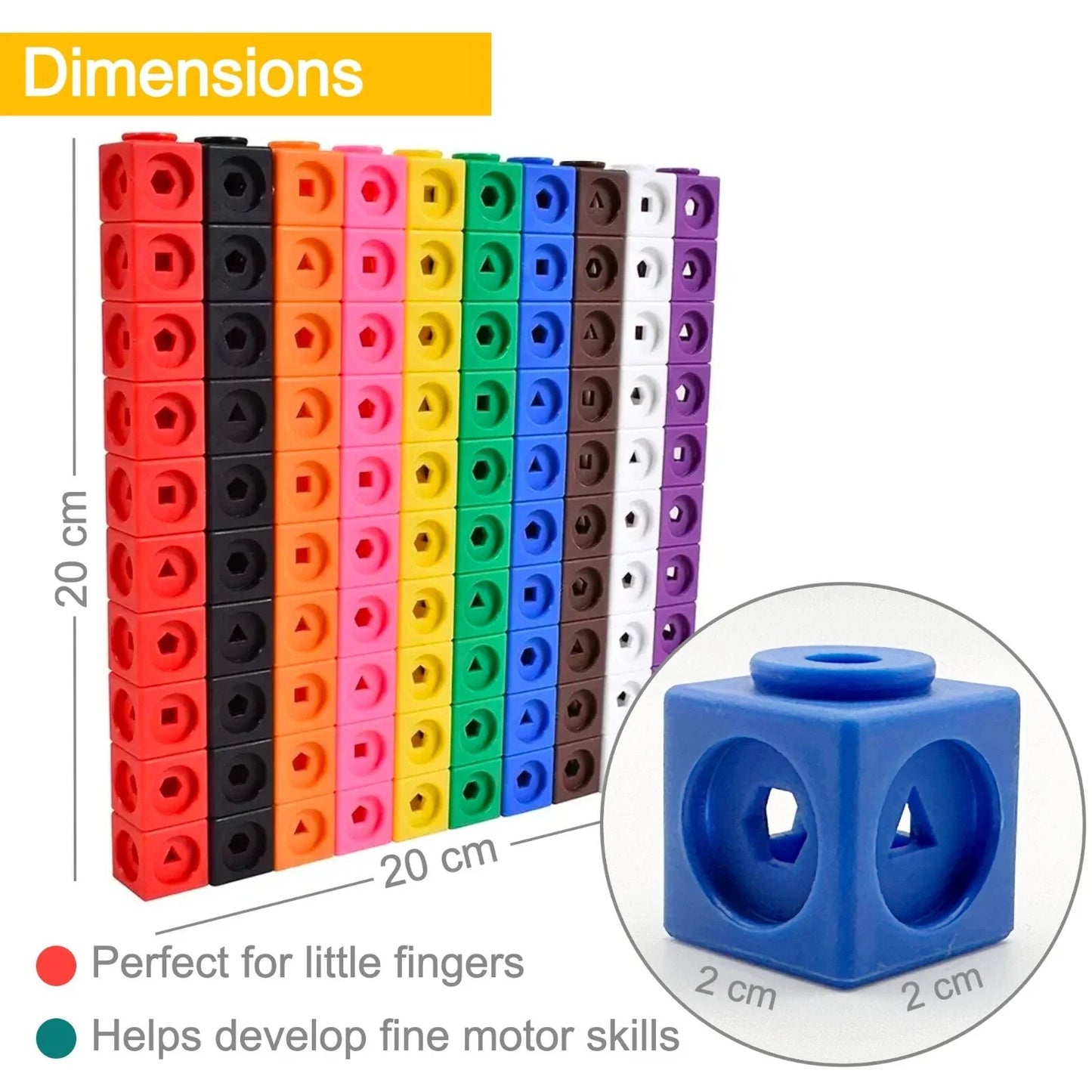 100 Math Linking Cubes Set – Fun Early Learning Blocks for Kids